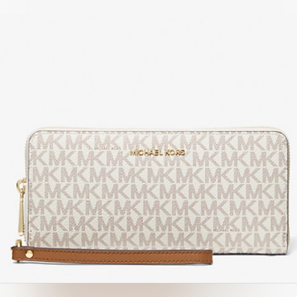 Michael Kors Jet Set Travel Large Continental Wallet, Vanilla - Picture 1 of 8